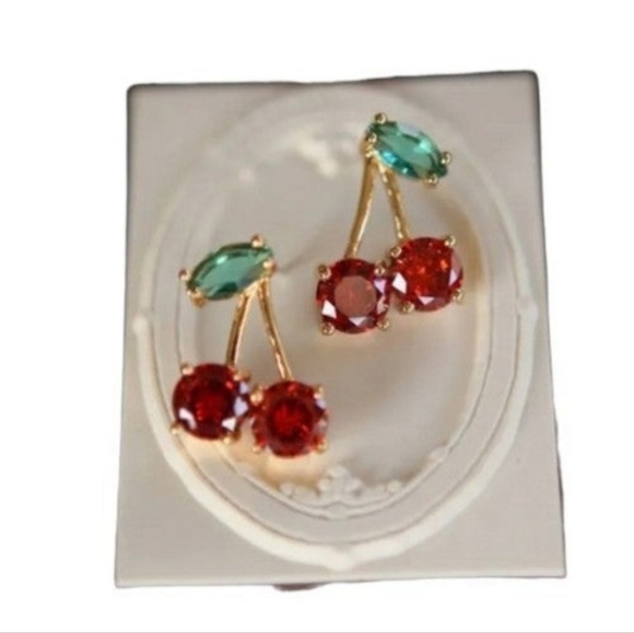 NEW 925 Sterling/Gold Cherry Earrings - Picture 4 of 4